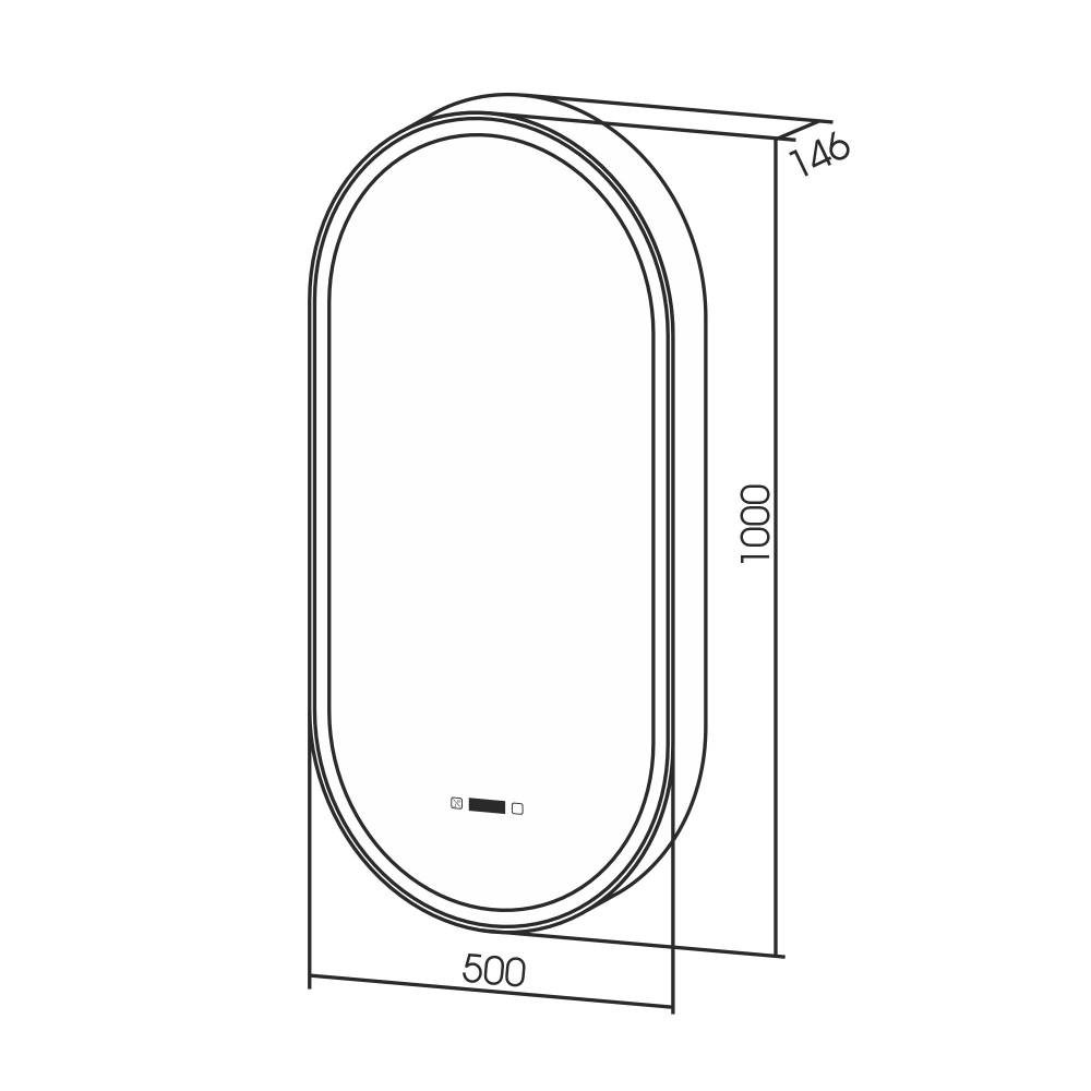 Зеркальный шкаф для ванной с подсветкой Abber Kontur AG6339SWHB 50х100 (черный), сенсорный выключатель