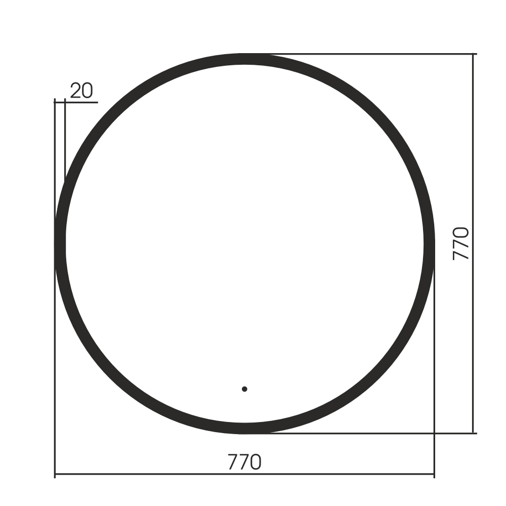 Зеркало для ванной с подсветкой Abber Mond AG6204SCB-0.77 77х77 (черный), бесконтактный выключатель, диммер