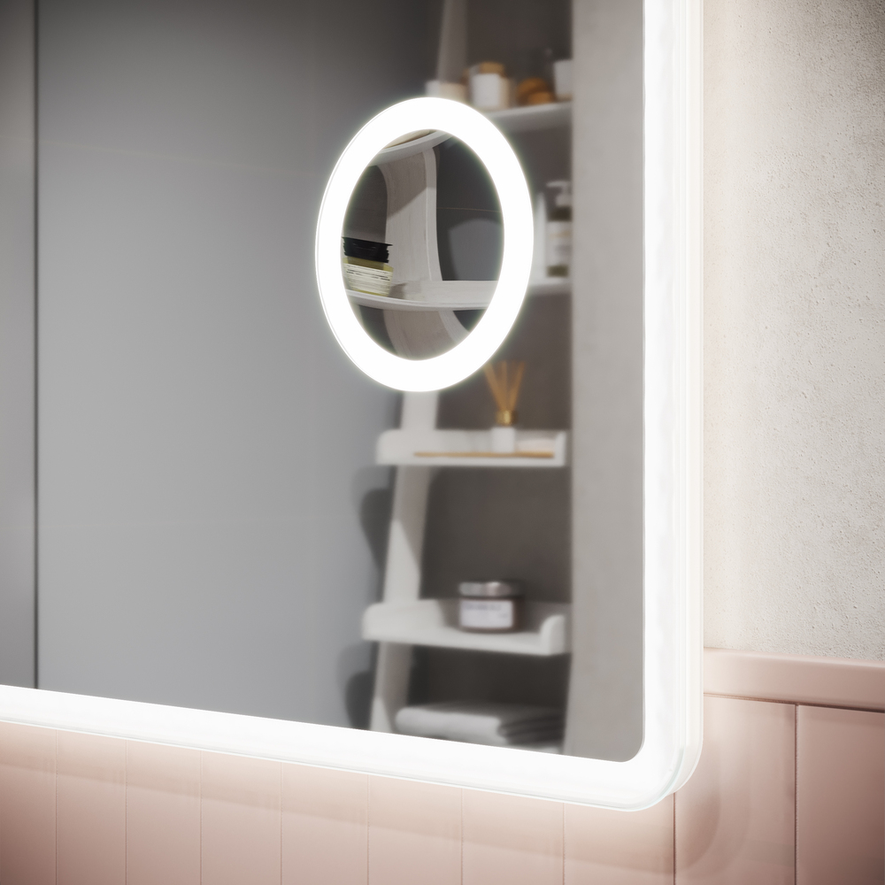 Зеркало Sancos Arcadia 1.0 AR1.1000 100x70 с подсветкой, увеличительным зеркалом и часами