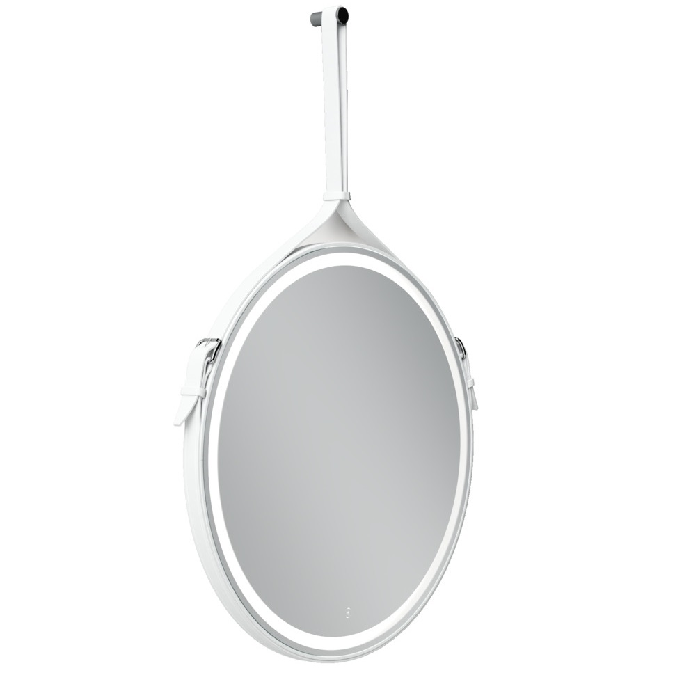 Зеркало Sancos Dames DA650W 65 см. с подсветкой, с ремнем из кожи (белый)