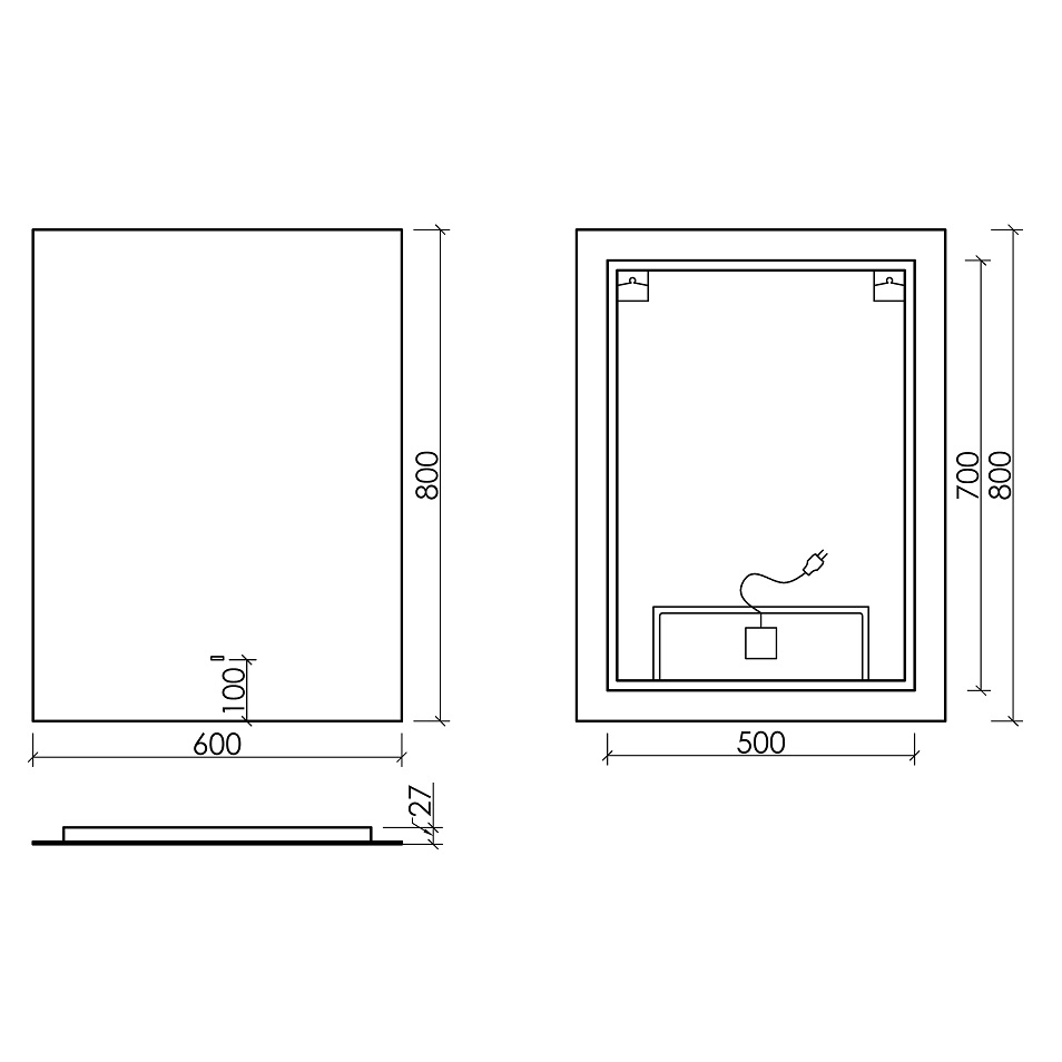 Зеркало Sancos Square SQ600 60x80 см. с подсветкой