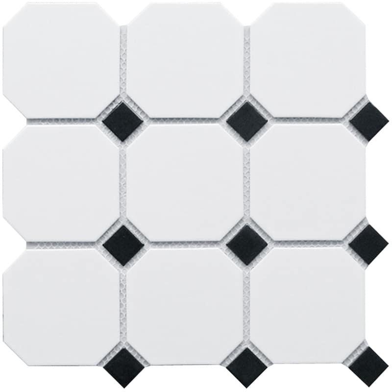 Мозаика Starmosaic Octagon Big White/Black Matt (CLA006) 30х30